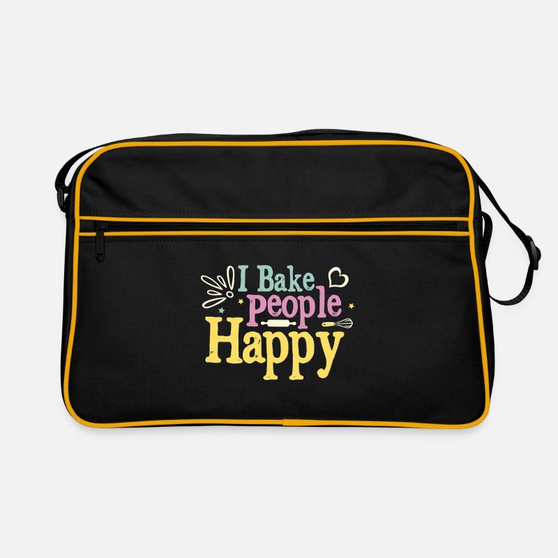 Ich backe Menschen glücklich backen Brot Konditorei Bäcker Retro Tasche