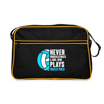 Unterschätzen Sie niemals ein Mädchen, das Wasserball spielt pl - Retro Tasche - Schwarz/Gold - Vorne