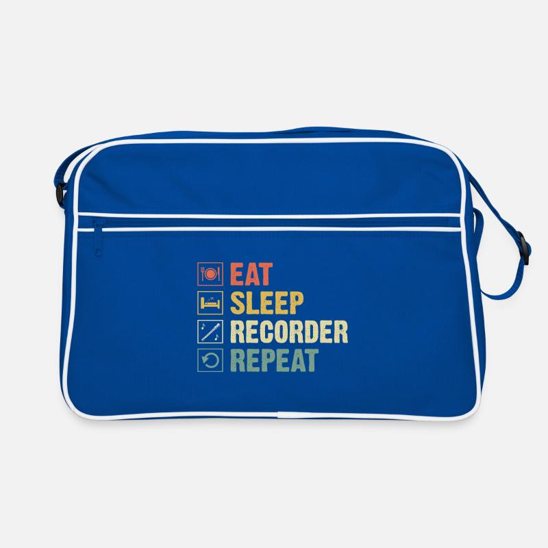 Eat Sleep Recorder Repeat Instrument Musician Retro Bag