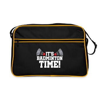 It's Badminton Time Graphic Badminton Player Shutt - Retro Tasche - Schwarz/Gold - Vorne