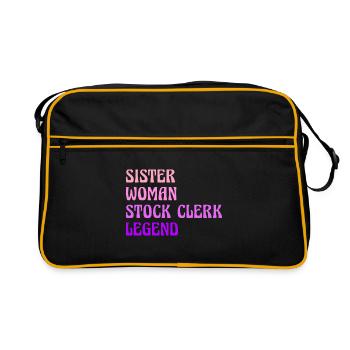Sister Woman Stock Clerk Legend Finance Bookkeepin - Retro Tasche - Schwarz/Gold - Vorne