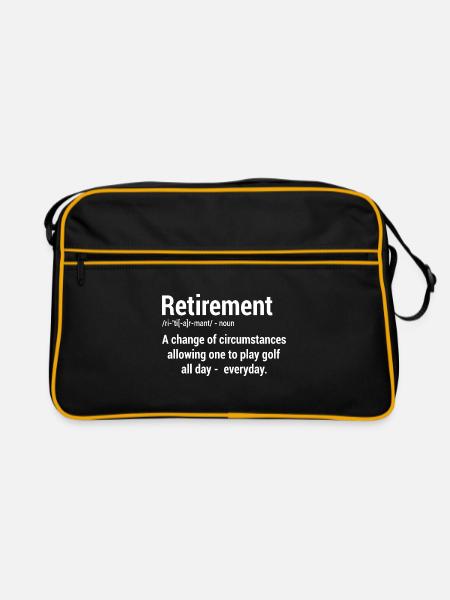 Retirement Definition Noun Golf Player Golfing Put - Retro Tasche - Schwarz/Gold - Vorne