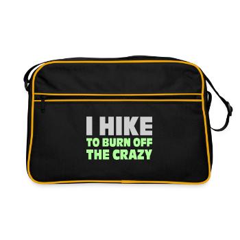 I Hike To Burn Off The Crazy Hiker Mountaineering - Retro Tasche - Schwarz/Gold - Vorne