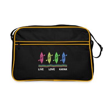 Live Love Kayak Kayaking Rowing Rower Canoe Rower - Retro Tasche - Schwarz/Gold - Vorne