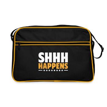 Shhh Happens Sayings For Introverts - Retro Bag - black/gold - Front
