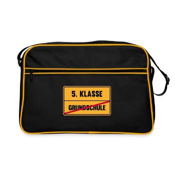 Gymnasium 5. Klasse Realschule Weiterführende Schu - Retro Tasche - Schwarz/Gold - Vorne