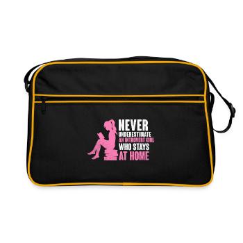 Never Underestimate An Introvert Girl Sayings For - Retro Bag - black/gold - Front