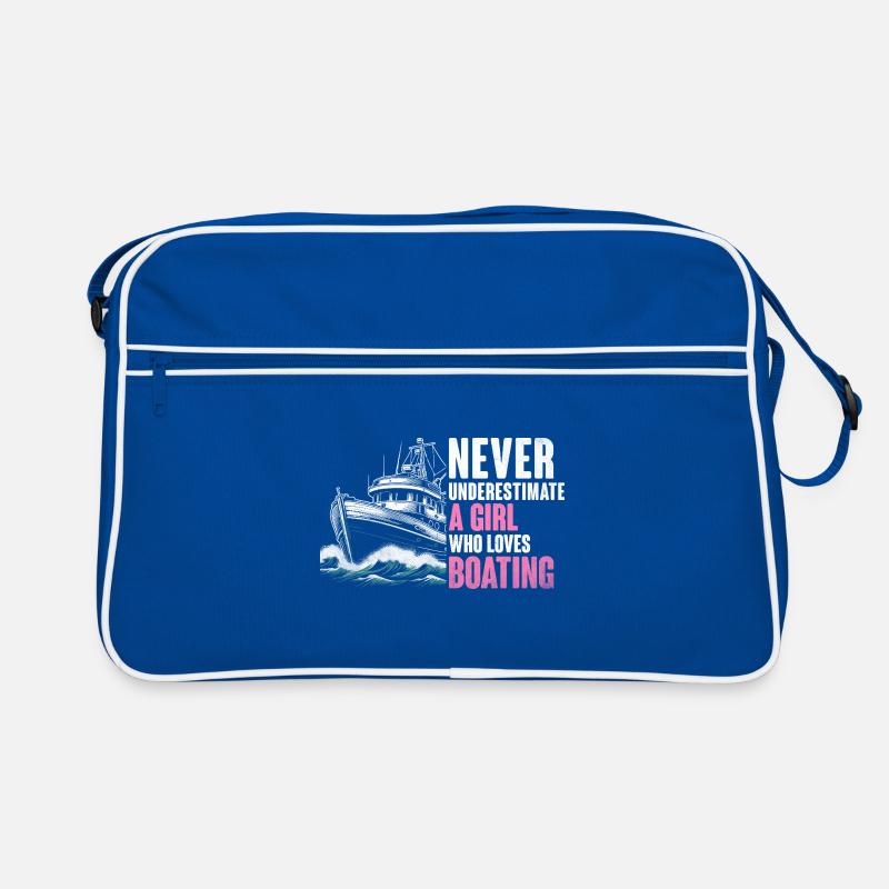 Unterschätzen Sie niemals ein Mädchen, das das Bootfahren liebt Retro Tasche