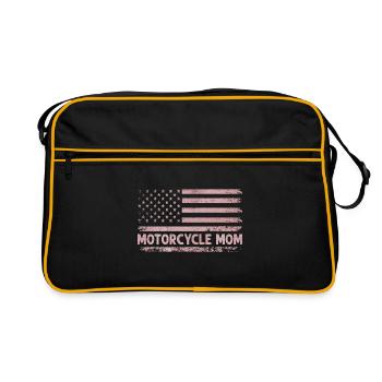 Drapeau Américain Moto Maman Patriote Motard Mère - Sac Retro - noir/or - Devant