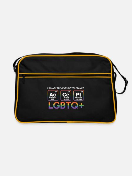 Primary Elements Of Tolerance Lgbtq Bisexual Lesbi - Retro Tasche - Schwarz/Gold - Vorne