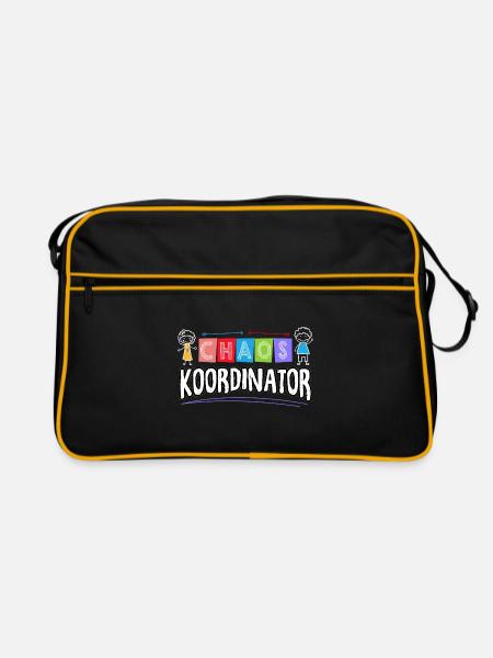 Chaos Koordinator Babysitter Kindertagesstätte Kin - Retro Tasche - Schwarz/Gold - Vorne