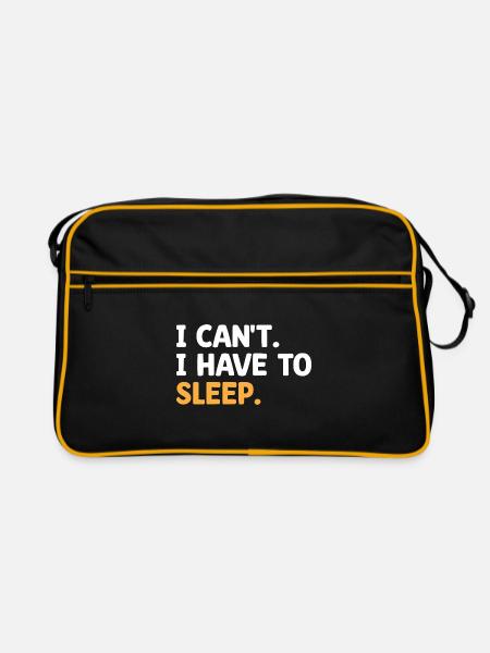Ich kann nicht, ich muss schlafen Sprüche für Introvertierte - Retro Tasche - Schwarz/Gold - Vorne