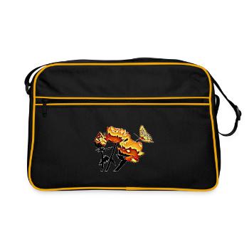 Papillon et fleurs - Sac Retro - noir/or - Devant