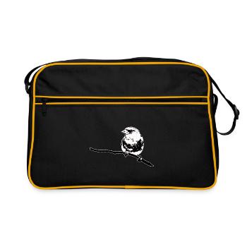 Grünfink schwarz weiß - Retro Tasche - Schwarz/Gold - Vorne