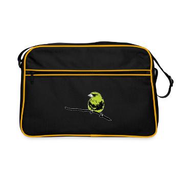 Grünfink modern - Retro Tasche - Schwarz/Gold - Vorne