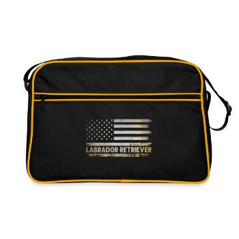 Amerikanische Flagge Labrador Retriever USA Patriotic Lab - Retro Tasche - Schwarz/Gold - Vorne