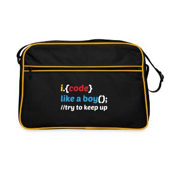 Code Like A Boy Coder Programmer Software Develope - Retro Tasche - Schwarz/Gold - Vorne