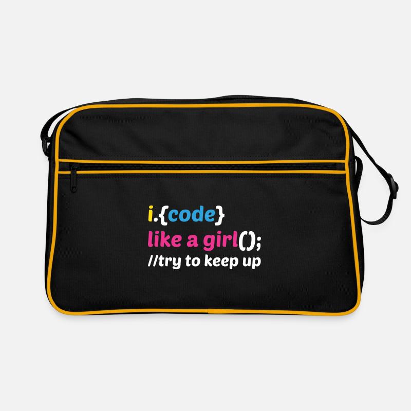 Code Like A Girl Coder Programmer Software Develop Retro Tasche