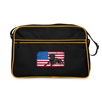 Amerikanische Flagge Labrador Retriever USA Patriotic Lab - Retro Tasche - Schwarz/Gold - Vorne