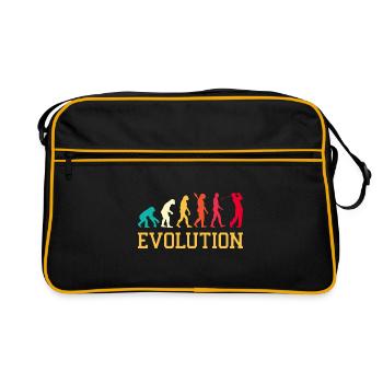 Evolution Graphic Golfer Golf Player Golfing Golf - Retro Tasche - Schwarz/Gold - Vorne