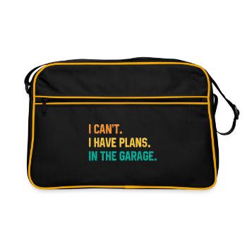 I Can't I Have Plans In The Garage Car Lover Mecha - Retro Bag - black/gold - Front