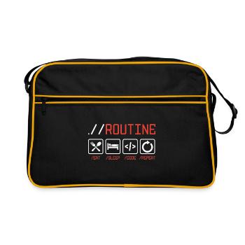 Routine Eat Sleep Code Repeat Software Developer C - Retro Tasche - Schwarz/Gold - Vorne