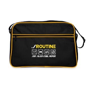 Routine Eat Sleep Code Repeat Software Developer C - Retro Tasche - Schwarz/Gold - Vorne