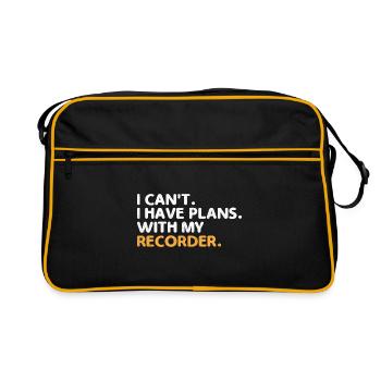 Je ne peux pas J’ai des projets avec mon instrument de flûte à bec - Sac Retro - noir/or - Devant