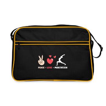 Peace Love And Meditate Meditation Relaxation Nama - Retro Tasche - Schwarz/Gold - Vorne