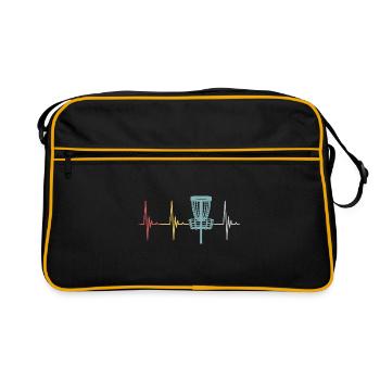 Disc Golf Retro Heartbeat Gift Frisbee Games - Retro Bag - black/gold - Front