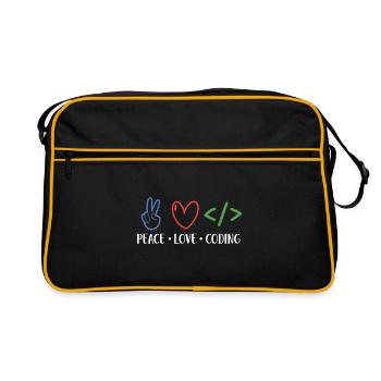 Peace Love Coding Coder Software Developer Program - Retro Tasche - Schwarz/Gold - Vorne
