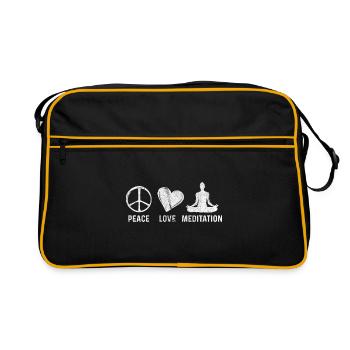 Peace Love And Meditate Meditation Relaxation Nama - Retro Tasche - Schwarz/Gold - Vorne