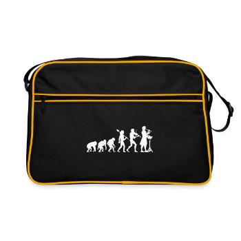 Evolution Musiklehrer Musikklasse Musiker - Retro Tasche - Schwarz/Gold - Vorne