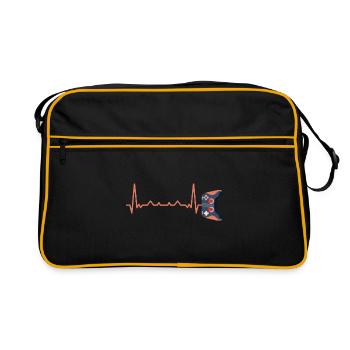 Ecg Heartbeat Video Game Player Gaming Console Pc - Retro Tasche - Schwarz/Gold - Vorne