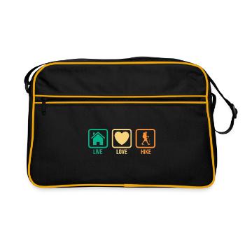Live Love Hike Mountaineering Trekking Hiker Outdo - Retro Tasche - Schwarz/Gold - Vorne