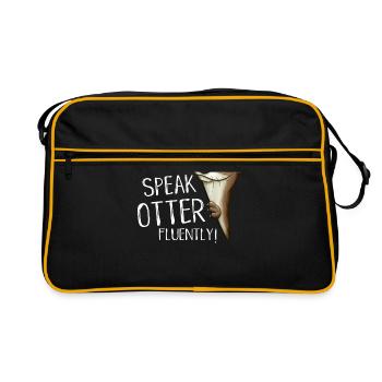 I Speak Otter Fluently! Linguistically gifted otter fun - Retro Bag - black/gold - Front