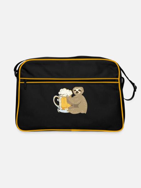 Sloth Hugs Beer Stein - Chill - Witzig - Party - Retro Bag - black/gold - Front