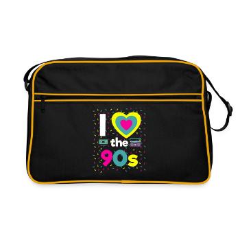I Love the 90s Retro Mottoparty Neunziger 90er - Retro Tasche - Schwarz/Gold - Vorne
