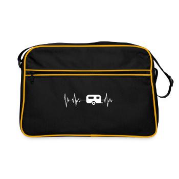 Caravan Camper Camping camper heartbeat - Retro Bag - black/gold - Front
