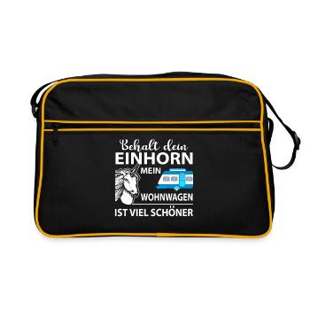 Unicorn Caravan Nice Camping Hobby saying fun - Retro Bag - black/gold - Front