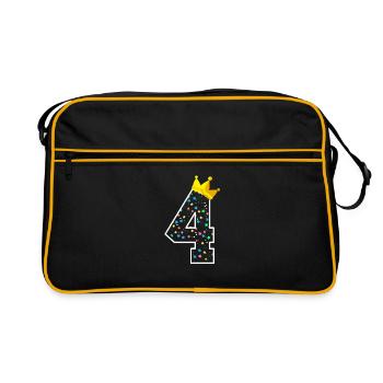 4e anniversaire Quatre quatrième anniversaire d’enfant Couronne - Sac Retro - noir/or - Devant