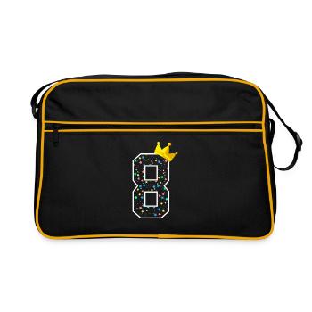 Eight eighth birthday child birthday child gift - Retro Bag - black/gold - Front