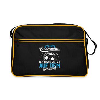 School freshmen kicker football first grader school - Retro Bag - black/gold - Front
