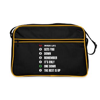 Motorradfahrer Spruch Biker Motorrad Schaltung - Retro Tasche - Schwarz/Gold - Vorne