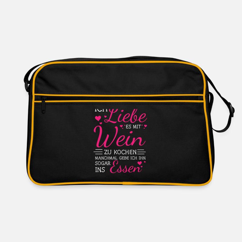 Wein Kochen Spruch Essen Weintrinker Weinliebe Retro Tasche