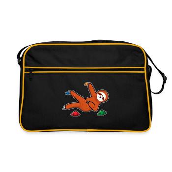 Boulder Geschenk Faultier an Kletterwand Kletterer - Retro Tasche - Schwarz/Gold - Vorne