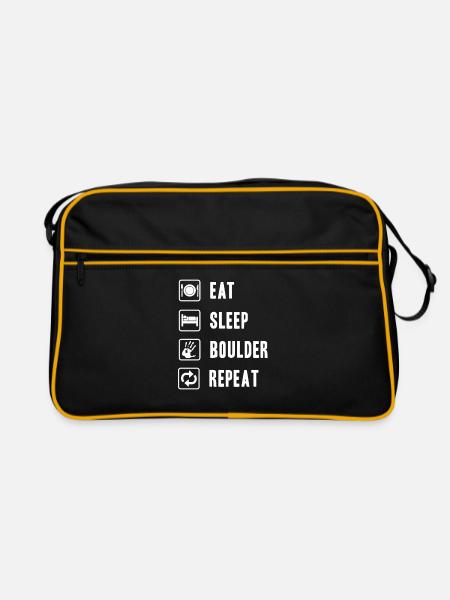 Boulderer Eat Sleep Boulder Repeat climber - Sac Retro - noir/or - Devant
