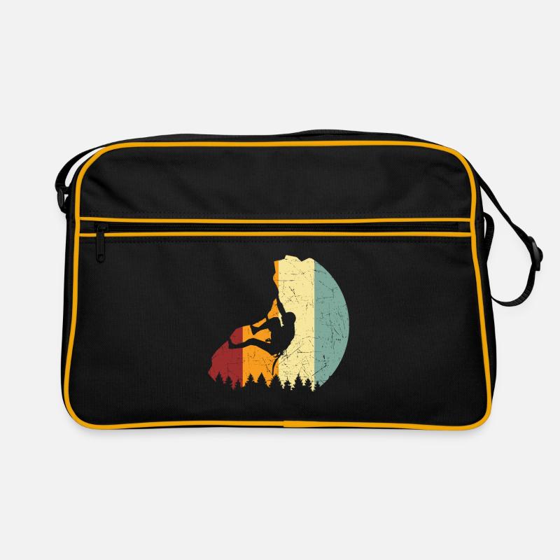 Kletterer Geschenk Bergsteiger Retro Boulder - Retro Tasche - Schwarz/Gold