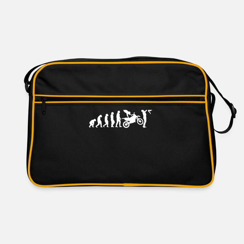 Biker Evolution Papa Motorradfahrer Motorrad Cross - Retro Tasche - Schwarz/Gold