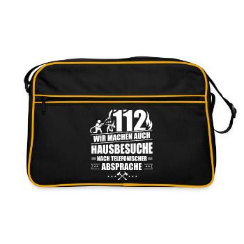 Feuerwehr 112 Wir machen Hausbesuche Feuerwehrmann - Retro Tasche - Schwarz/Gold - Vorne